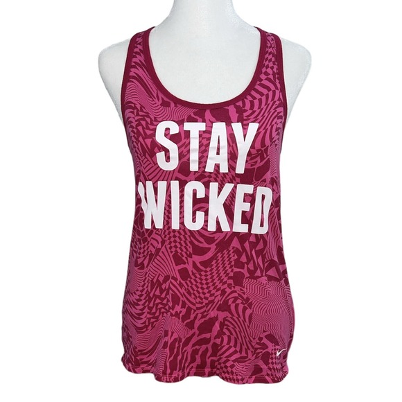 Nike Tops - Nike Tank Top Women XS Pink Stay Wicked Racerback Athletic Cut Graphic Tee